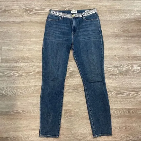 Frame Le High Skinny Foil Pocket Jeans sz 30 Low rise - Picture 2 of 7